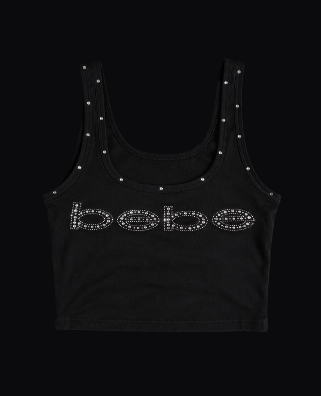 BLACK STUDDED BEBE TANK TOP
