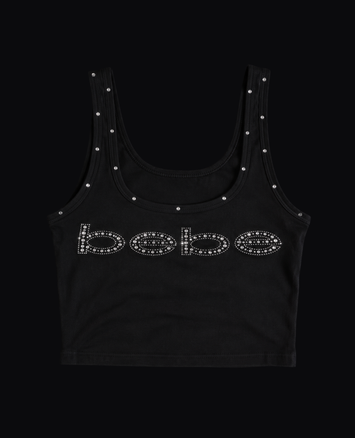 BLACK STUDDED BEBE TANK TOP