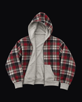 RED PLAID ZIP HOODIE
