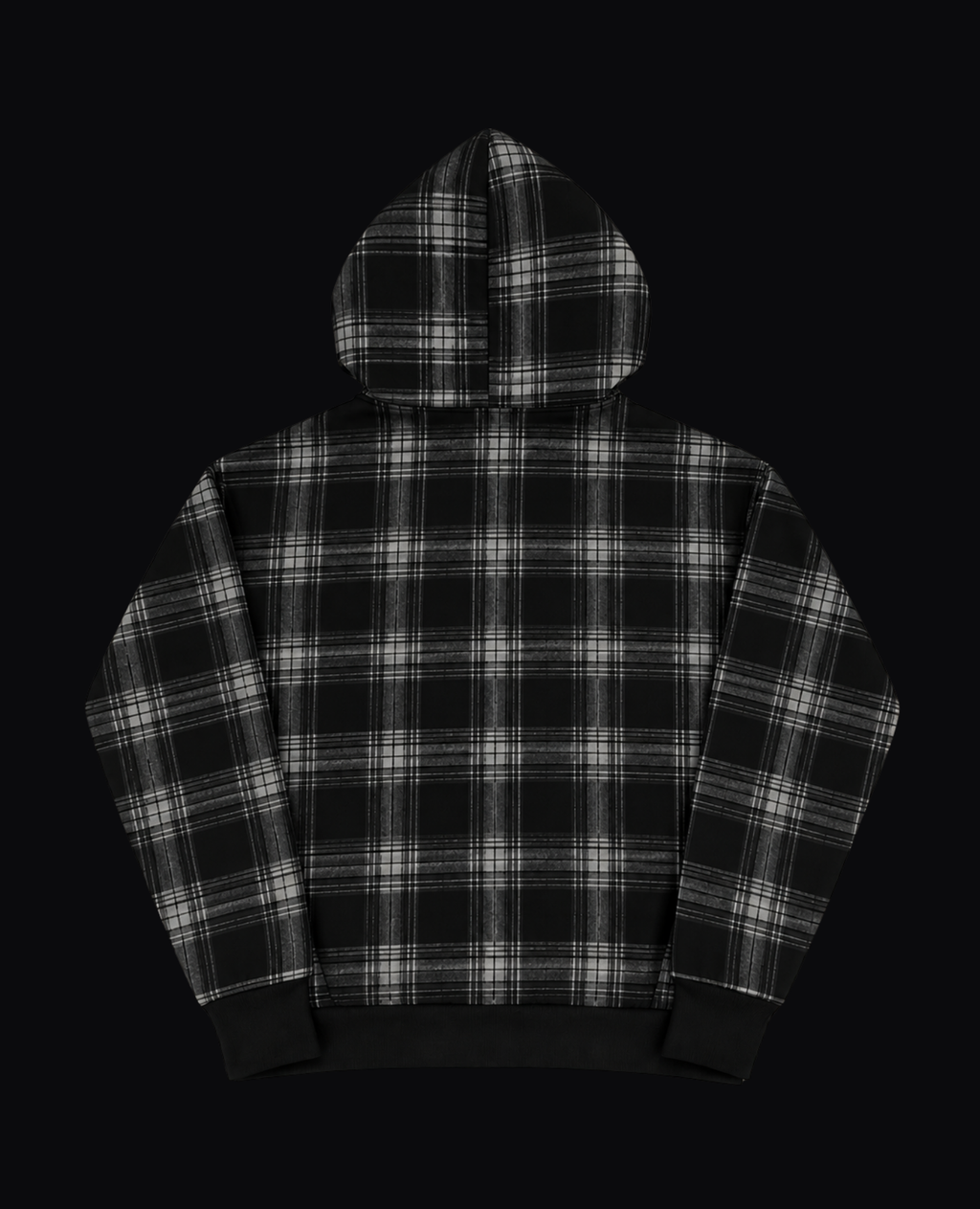 BLACK PLAID ZIP HOODIE