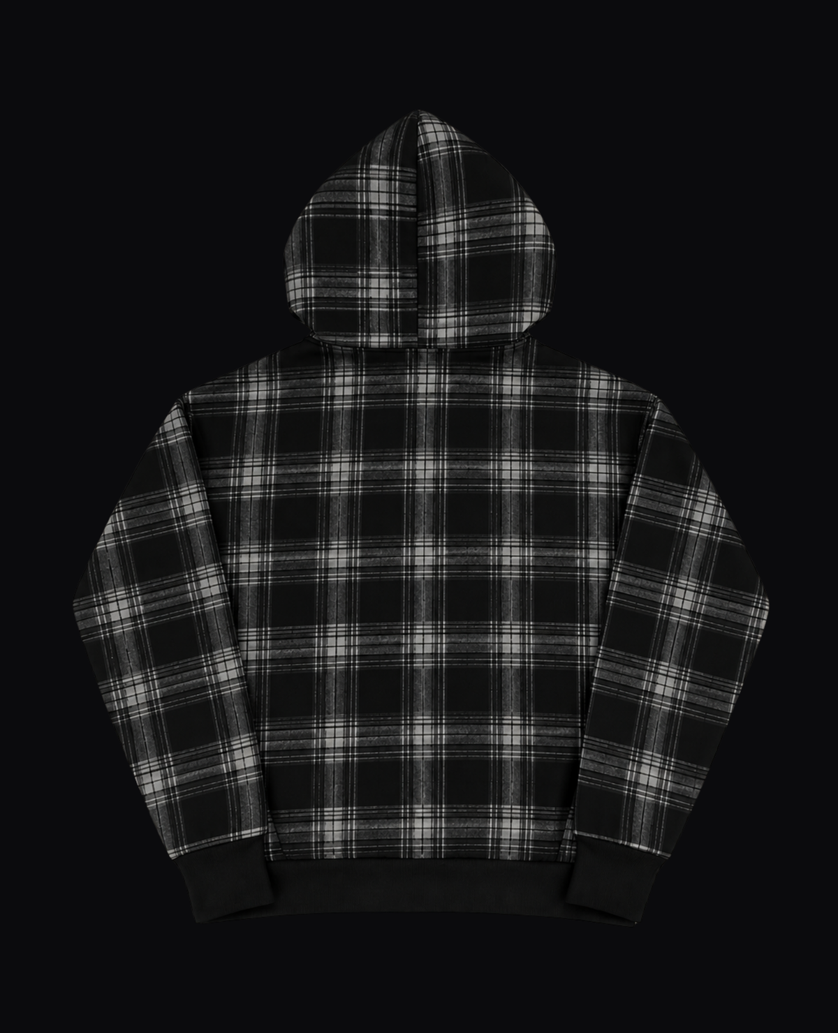 BLACK PLAID ZIP HOODIE