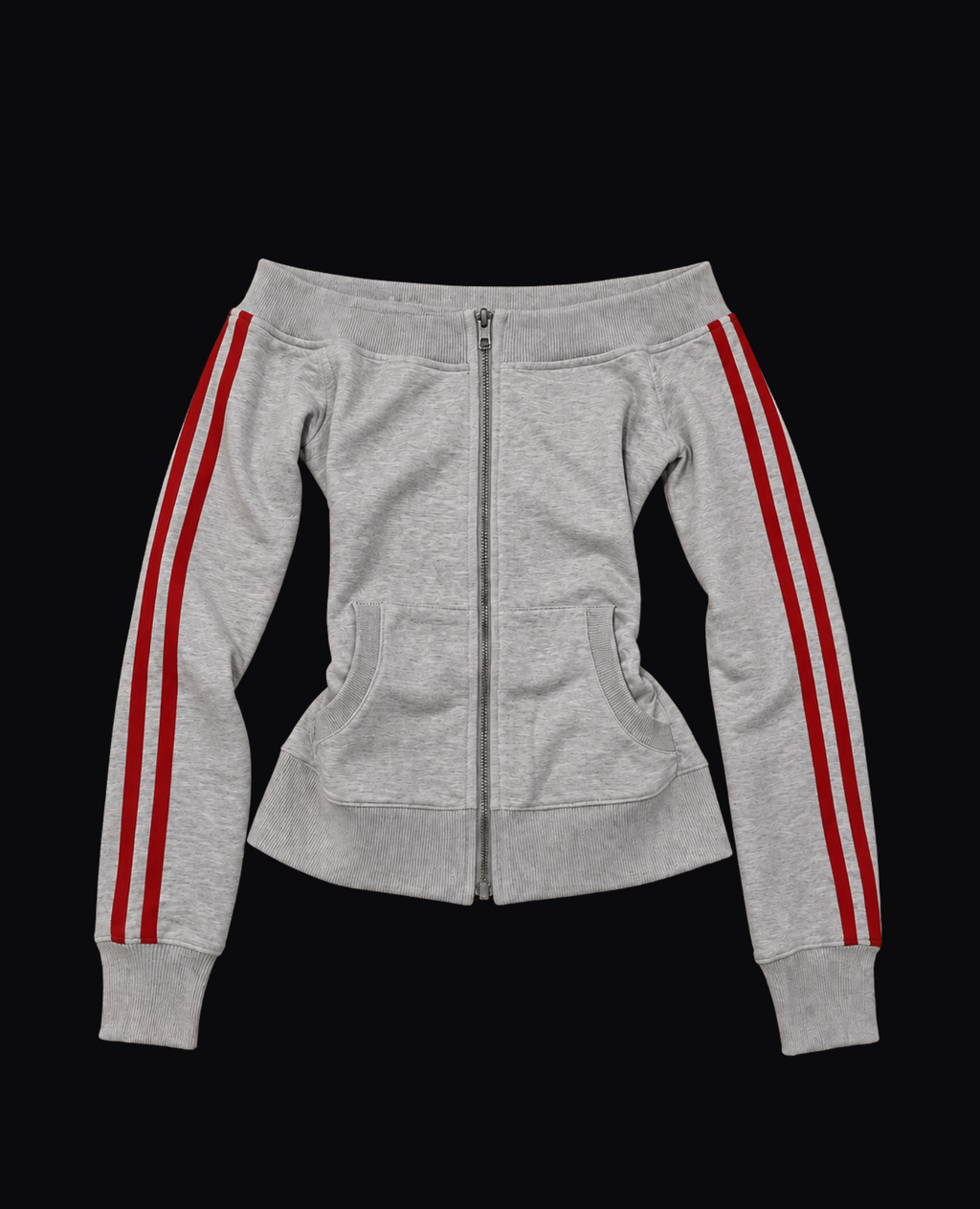 GREY TRACK JACKET WITH RED STRIPES