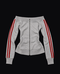 GREY TRACK JACKET WITH RED STRIPES