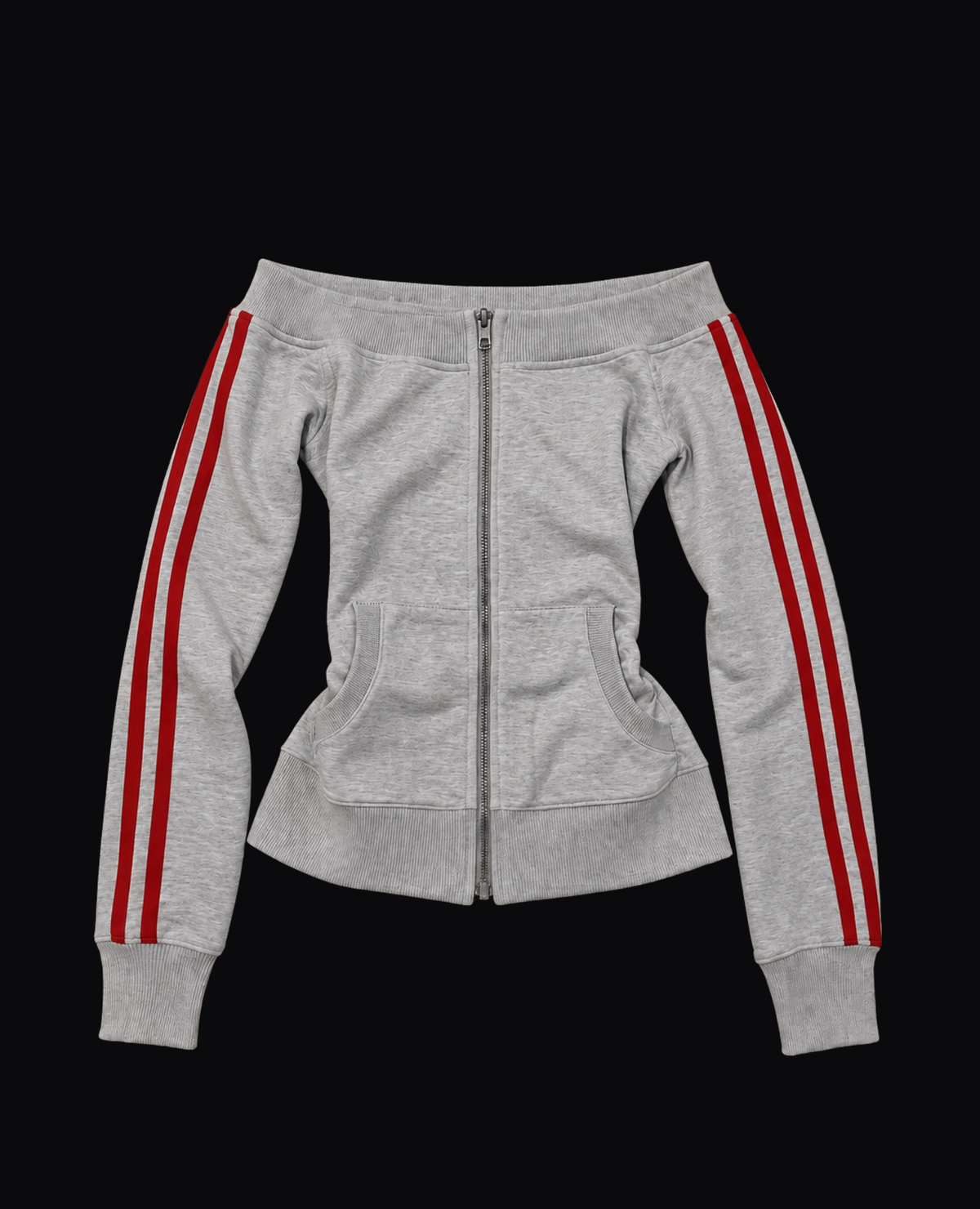 GREY TRACK JACKET WITH RED STRIPES