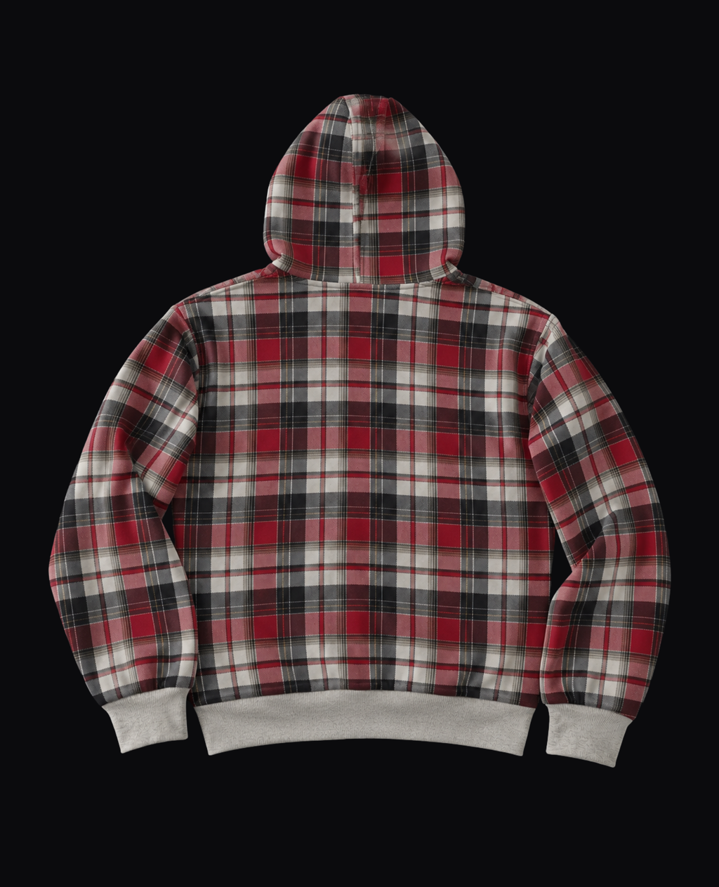 RED PLAID ZIP HOODIE