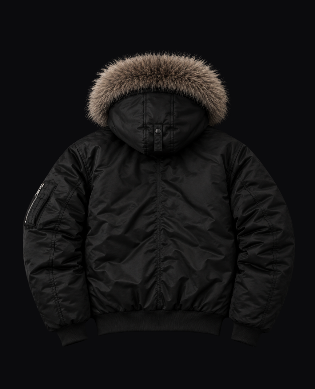 BLACK FUR TRIM BOMBER JACKET