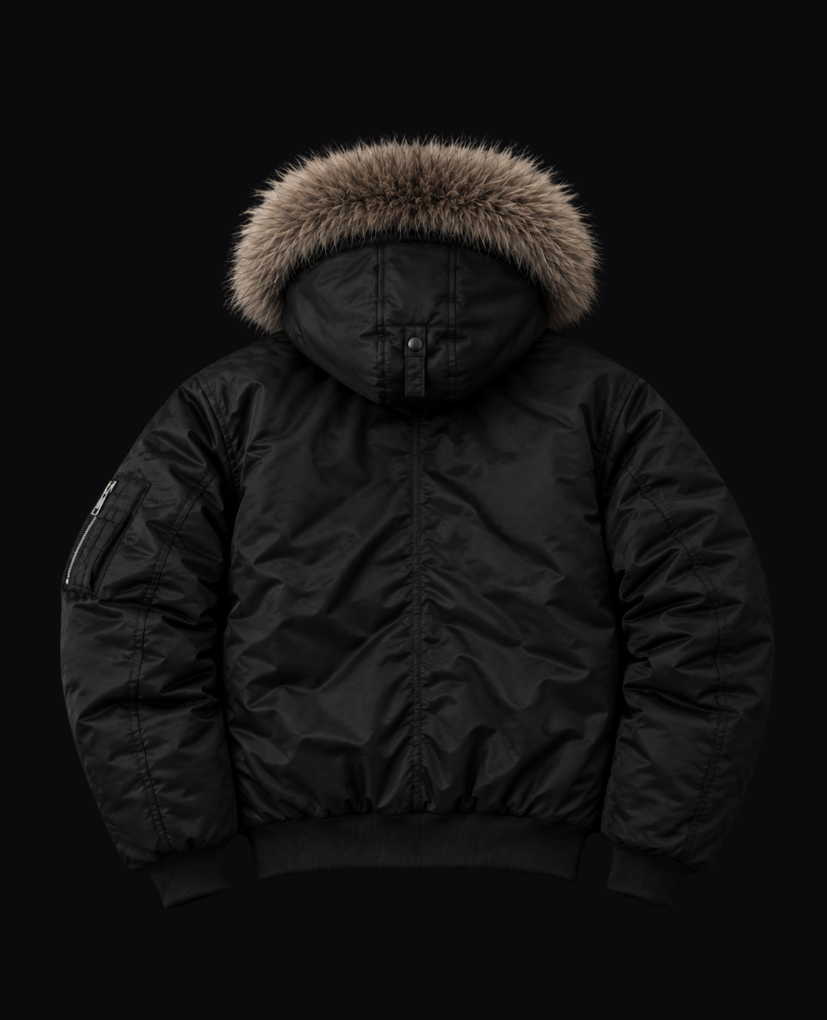 BLACK FUR TRIM BOMBER JACKET