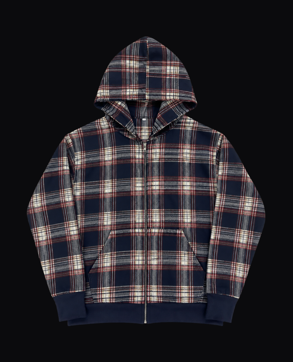 BLUE PLAID ZIP HOODIE