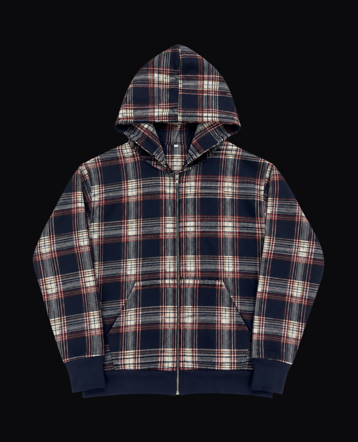 BLUE PLAID ZIP HOODIE