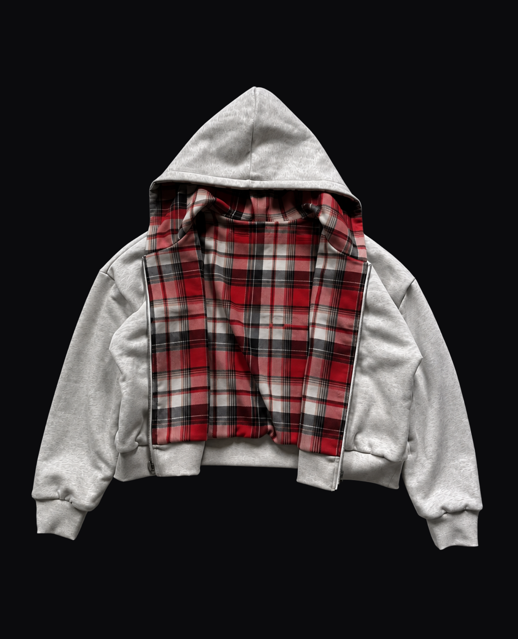 RED PLAID ZIP HOODIE