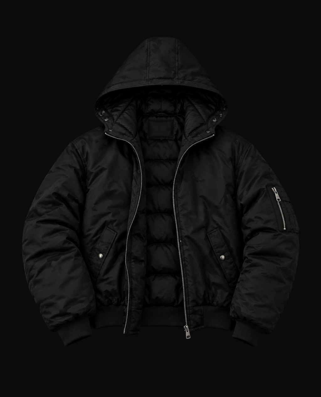 BLACK FUR TRIM BOMBER JACKET