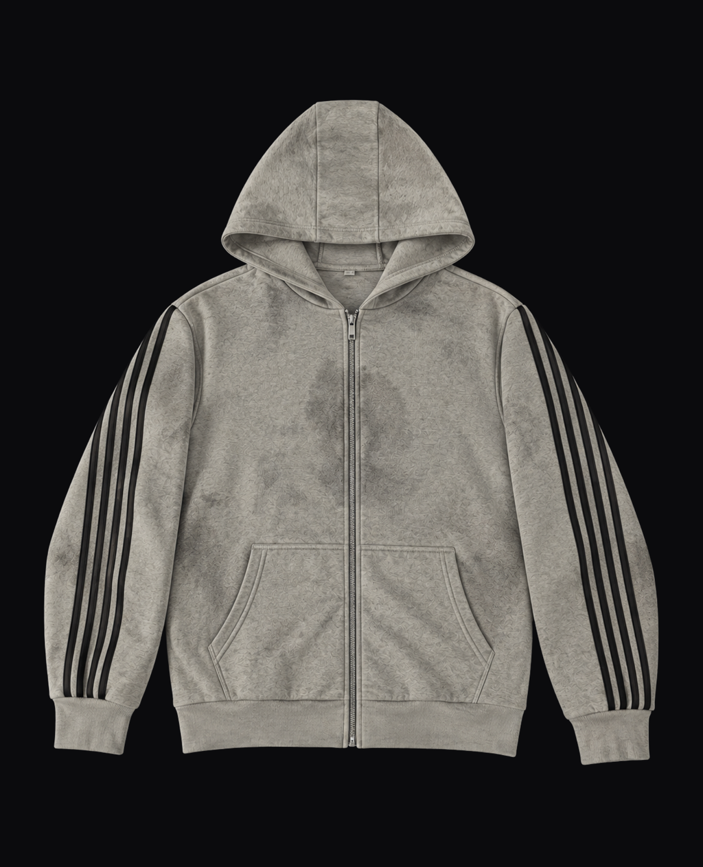 GREY STRIPED ZIP HOODIE