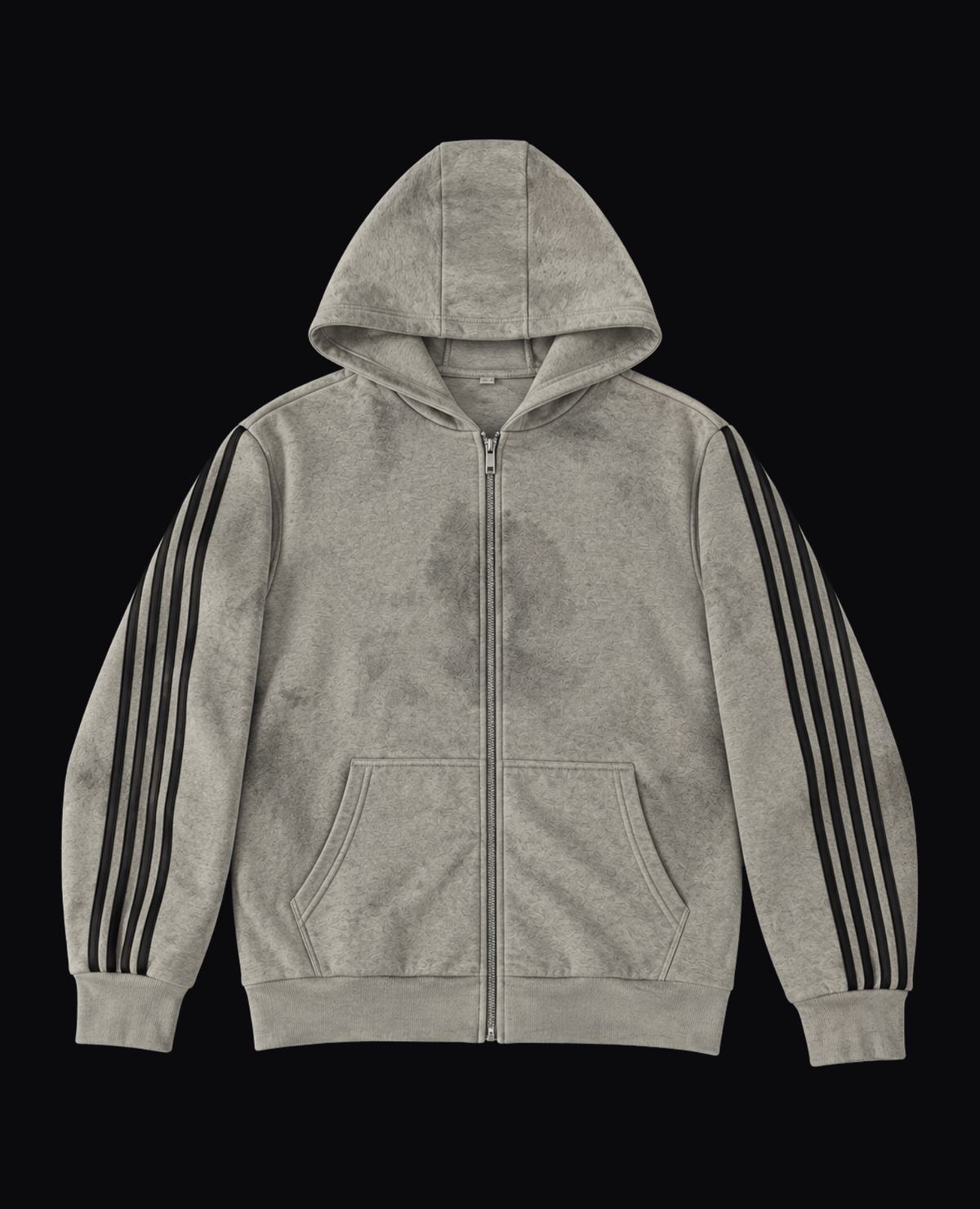 GREY STRIPED ZIP HOODIE