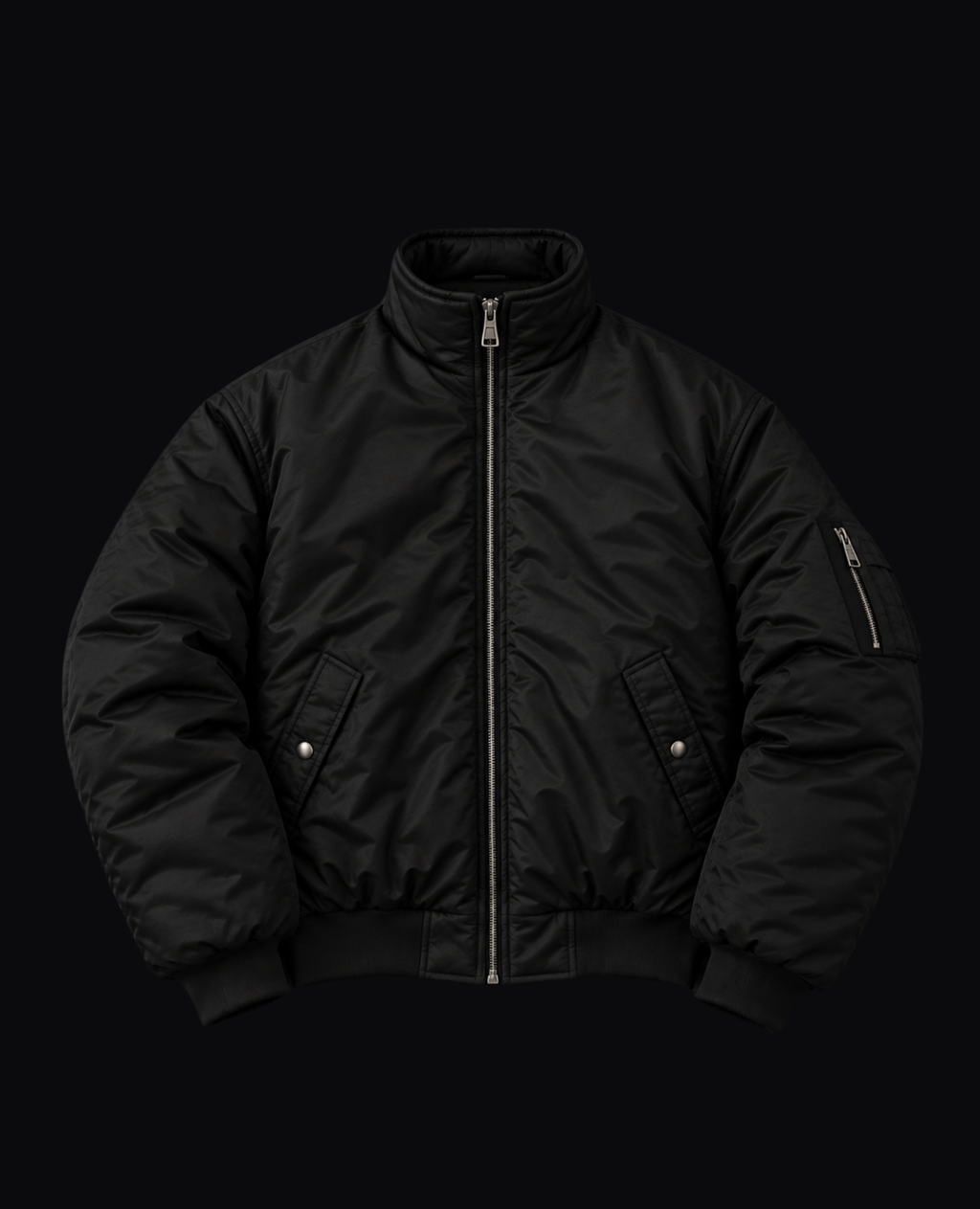 BLACK FUR TRIM BOMBER JACKET
