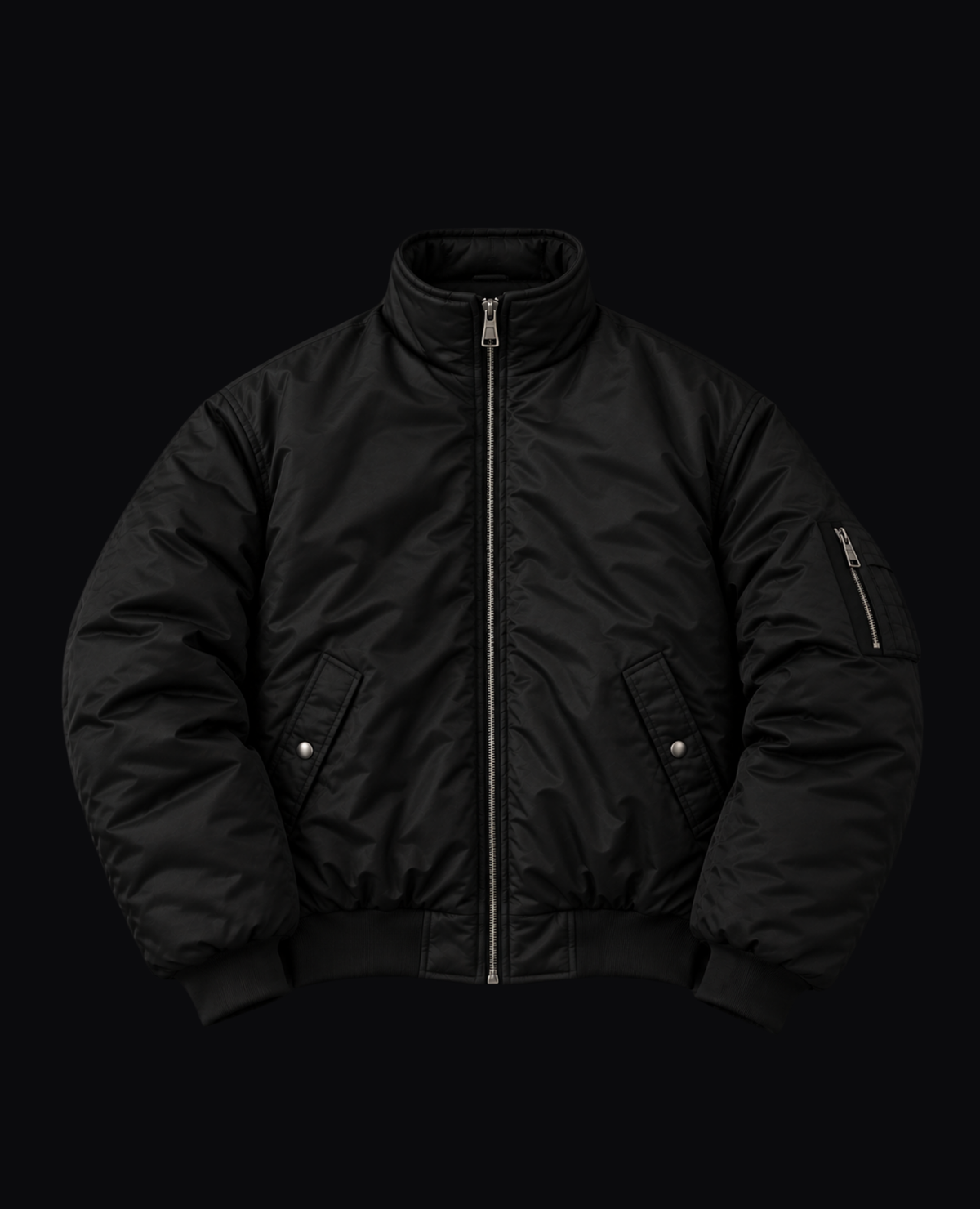 BLACK FUR TRIM BOMBER JACKET