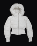 WHITE FUR TRIM PUFFER JACKET