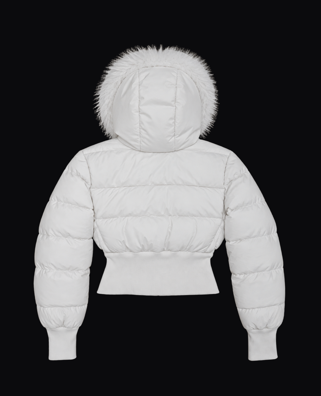 WHITE FUR TRIM PUFFER JACKET