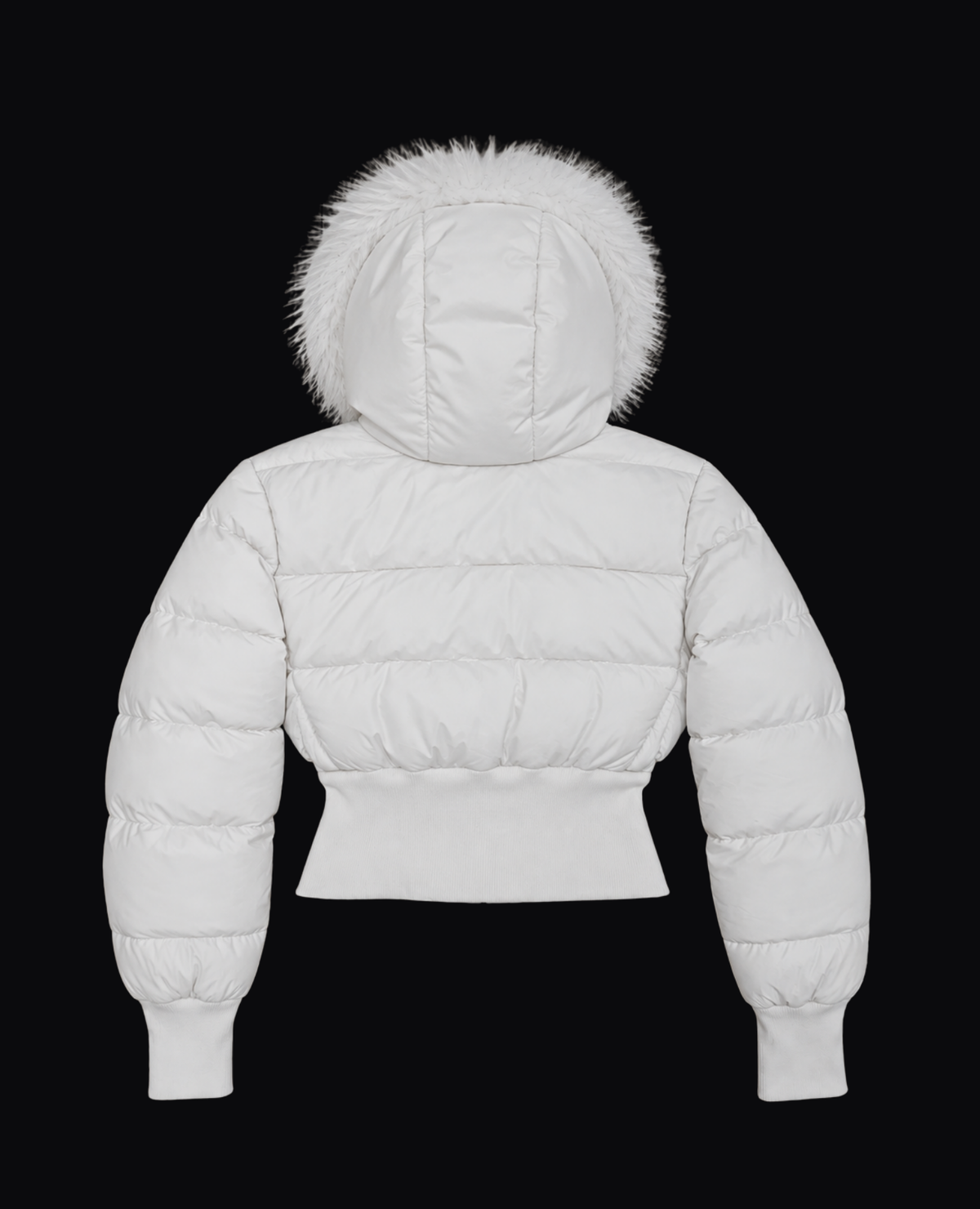 WHITE FUR TRIM PUFFER JACKET
