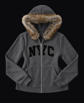 GREY NYC FUR-TRIM ZIP HOODIE