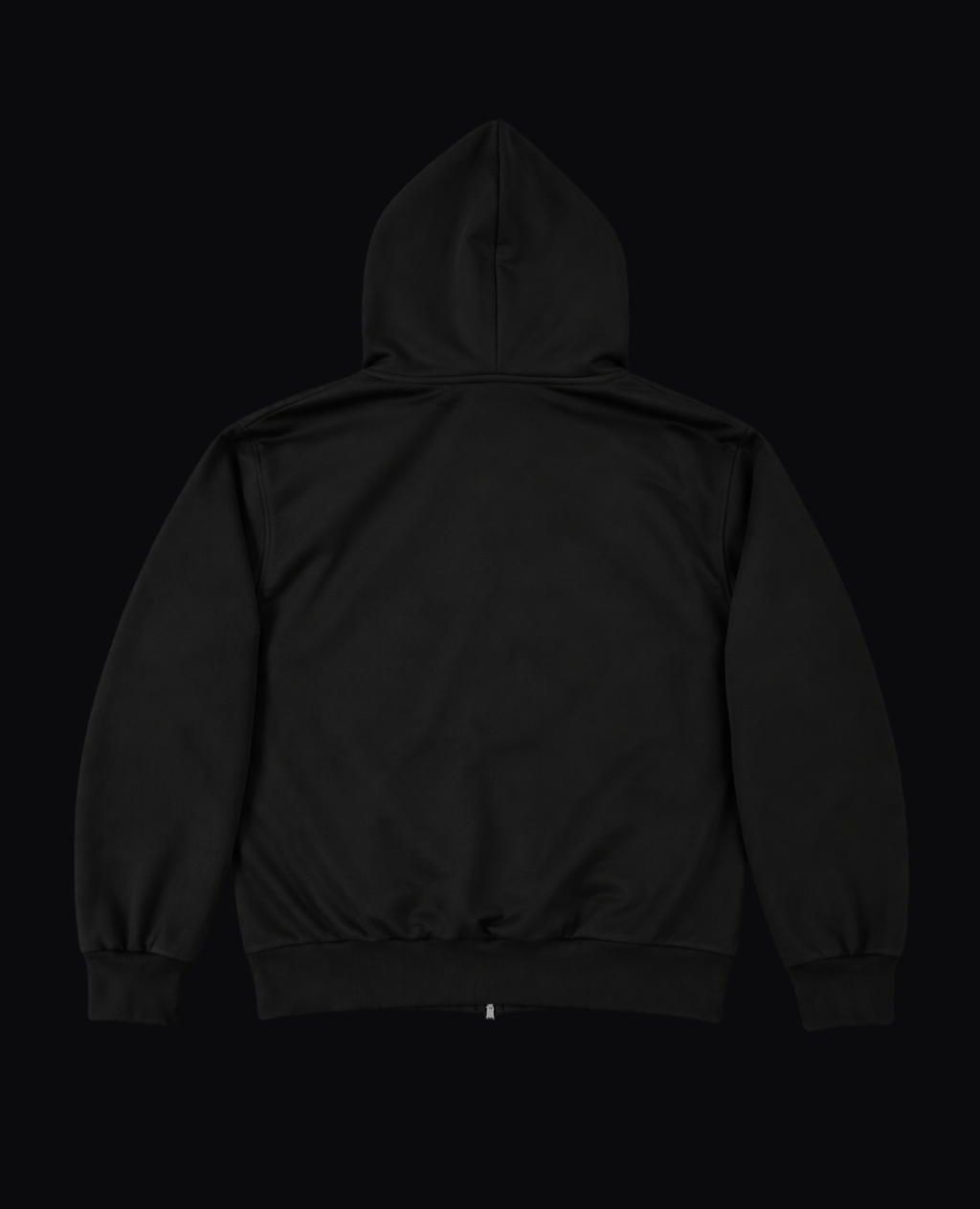 BLACK EMBROIDERED ZIP HOODIE