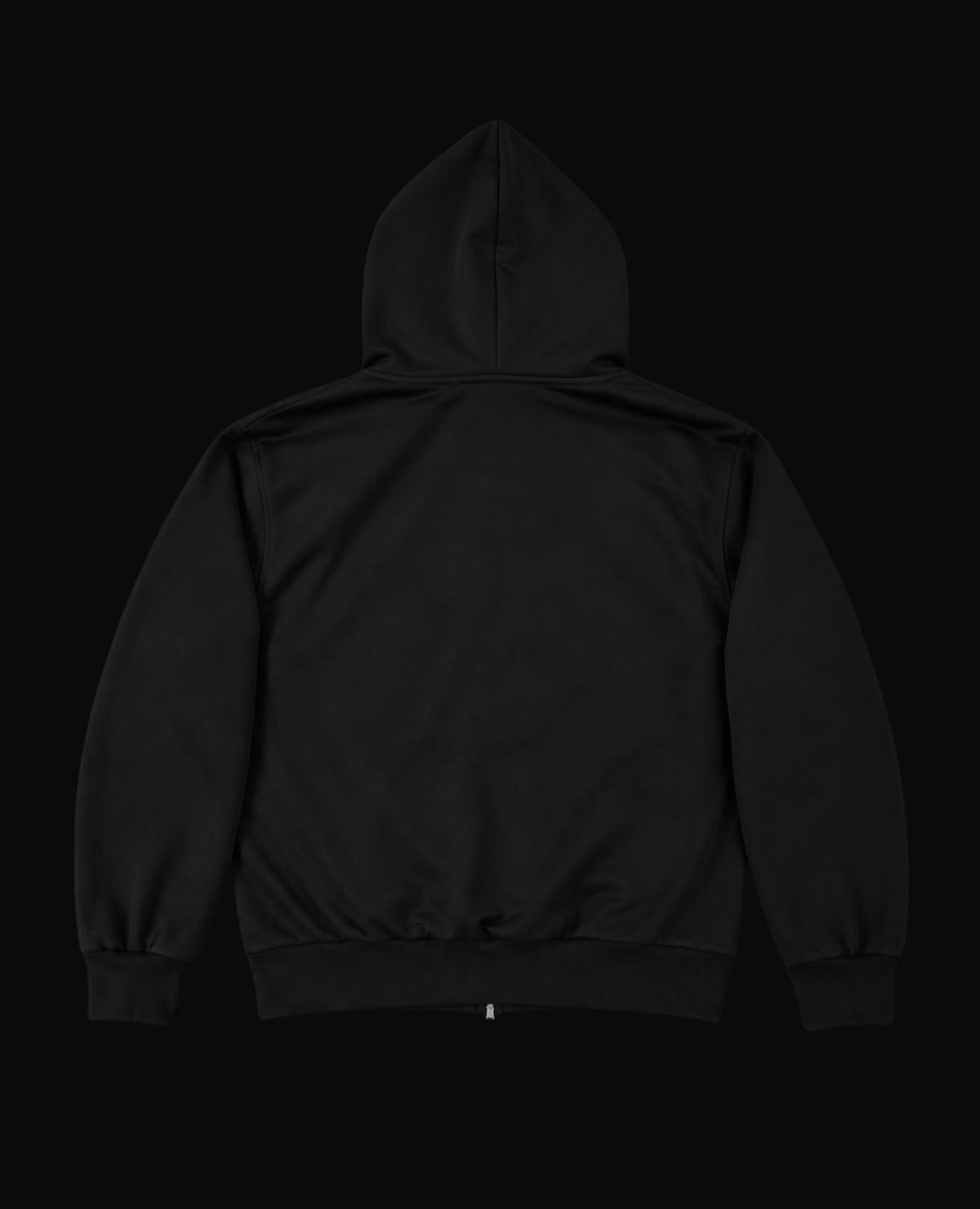BLACK EMBROIDERED ZIP HOODIE