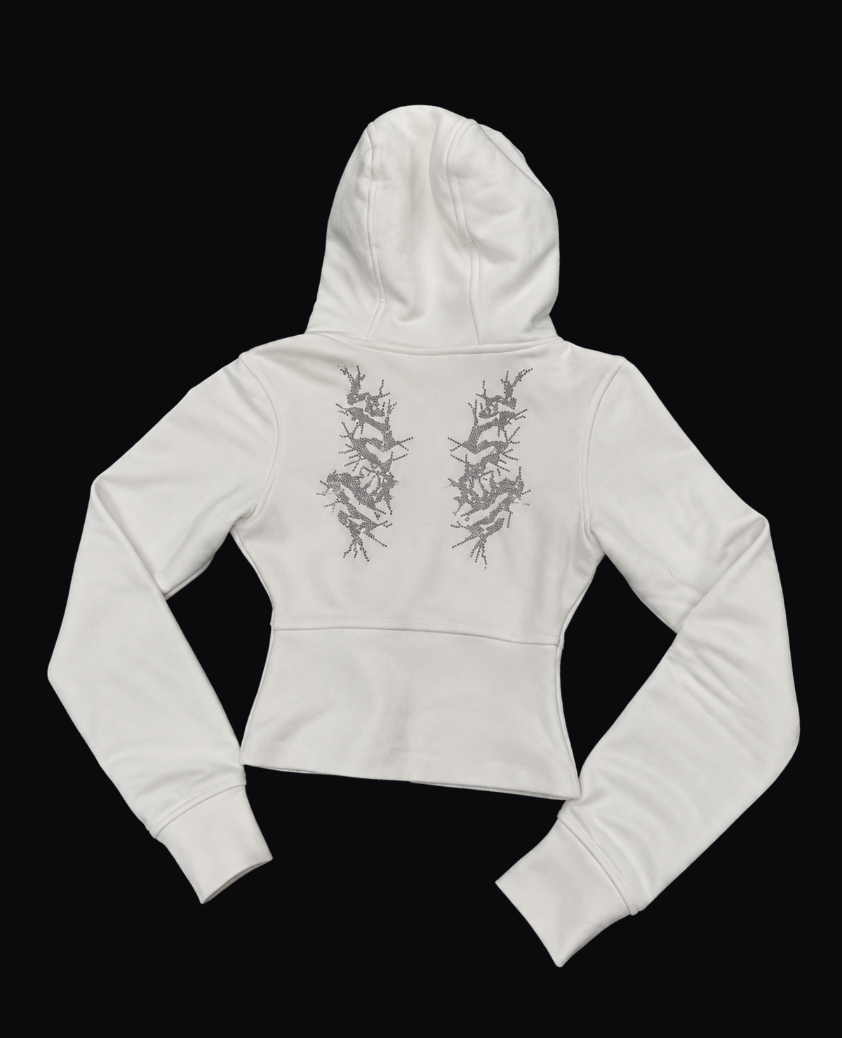WHITE CROPPED ZIP HOODIE