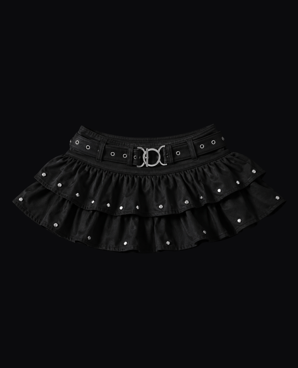 BLACK RUFFLE MINI SKIRT