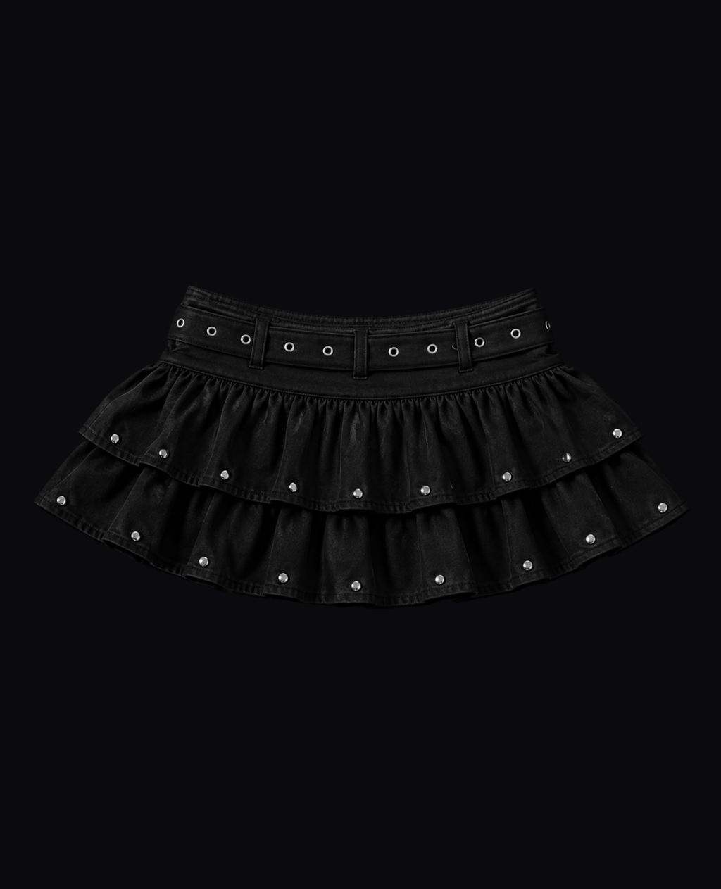 BLACK RUFFLE MINI SKIRT