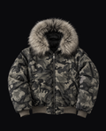CAMO FUR TRIM BOMBER JACKET