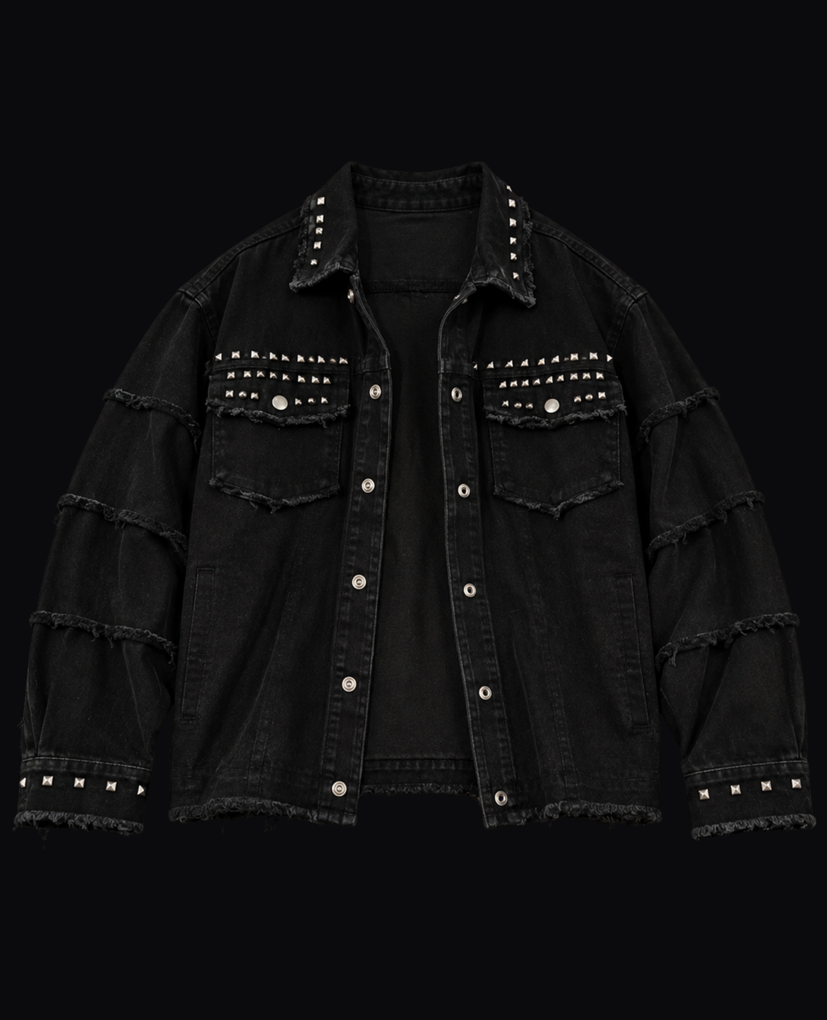 BLACK STUDDED DENIM JACKET