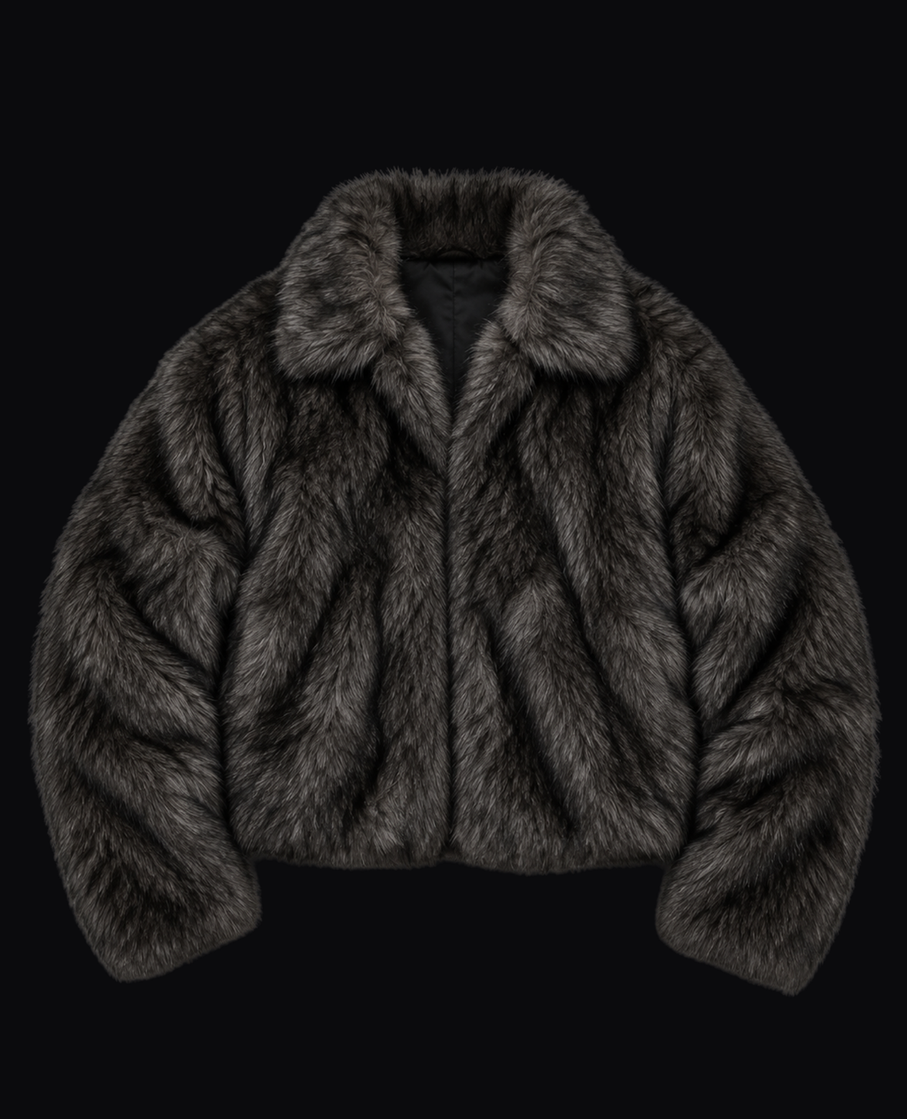 GREY CROPPED FUR JACKET
