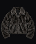 GREY CROPPED FUR JACKET