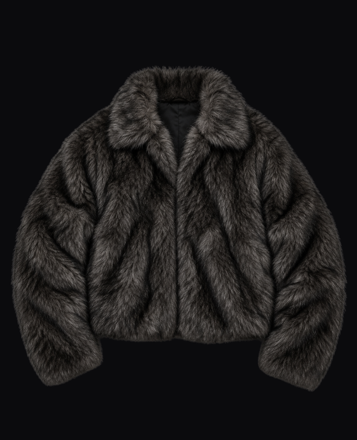 GREY CROPPED FUR JACKET