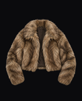 BROWN CROPPED FUR JACKET
