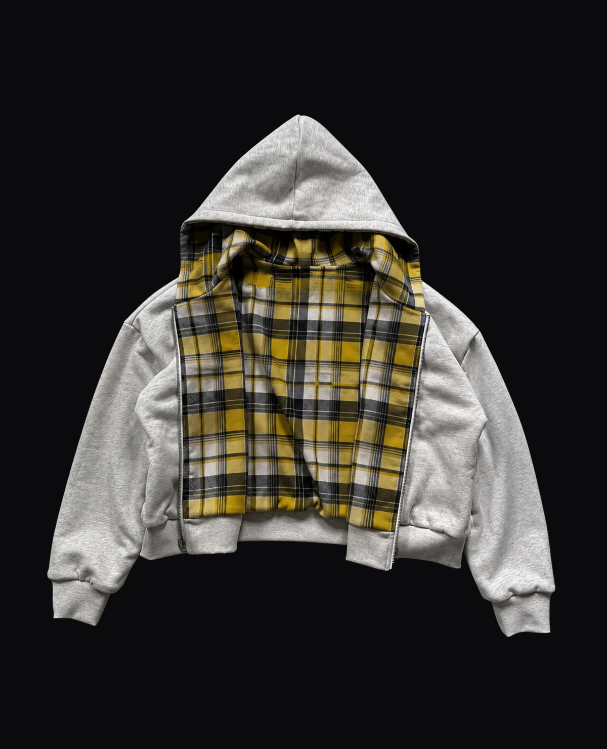 YELLOW PLAID ZIP HOODIE