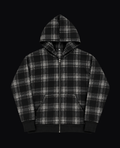 BLACK PLAID ZIP HOODIE