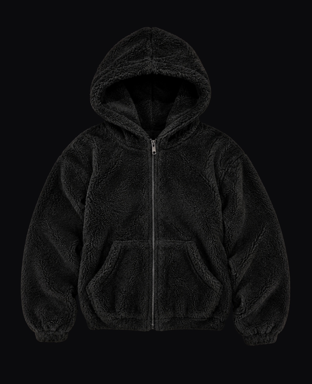 BLACK SHERPA ZIP HOODIE
