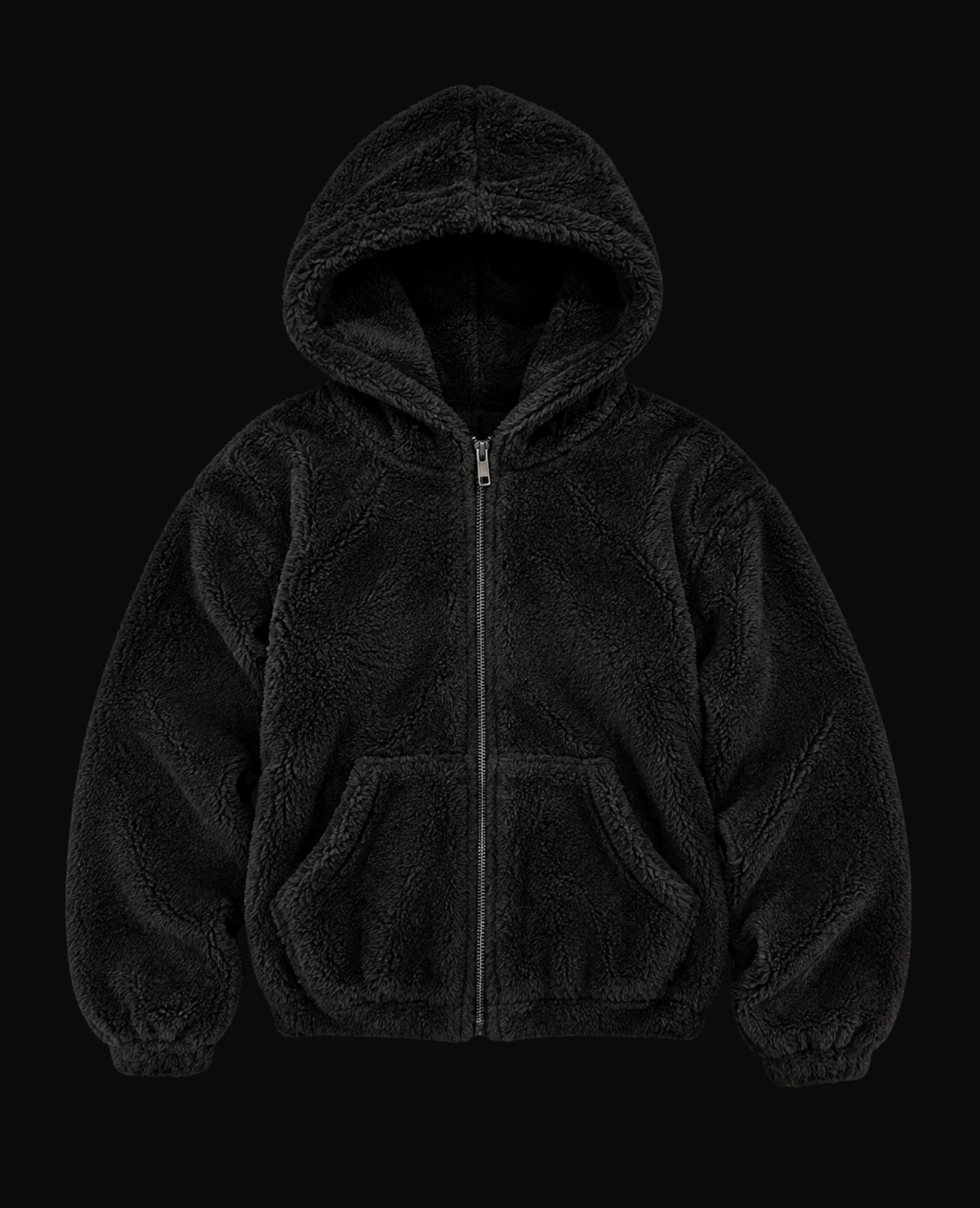 BLACK SHERPA ZIP HOODIE